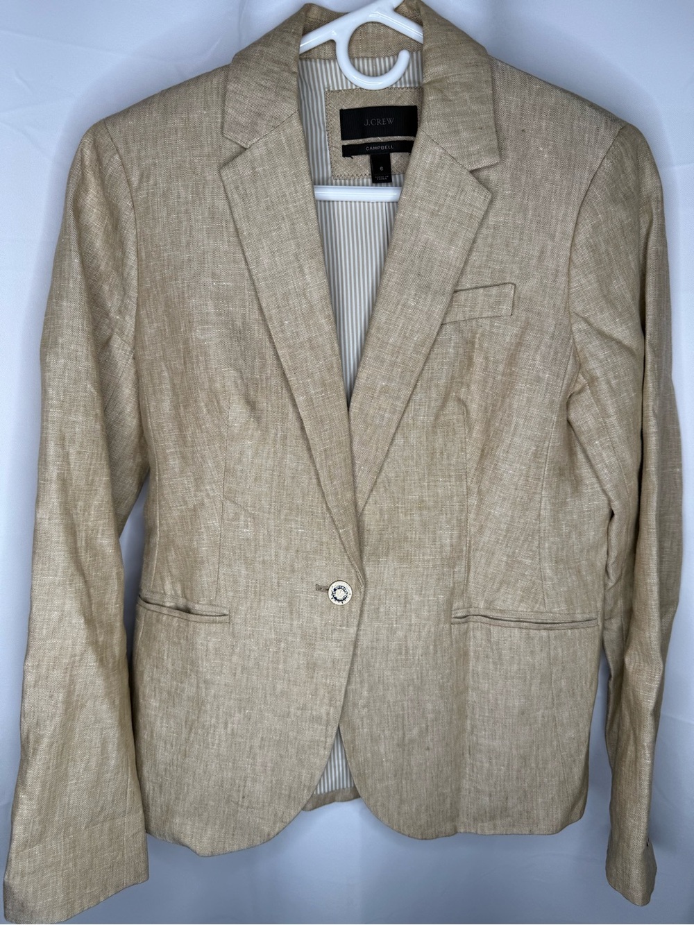 J.Crew Campbell blazer made from a linen blend.beige size 6 - Picture 2 of 12
